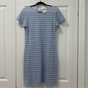 Sail to Sable Blue Striped Short Sleeve Dress